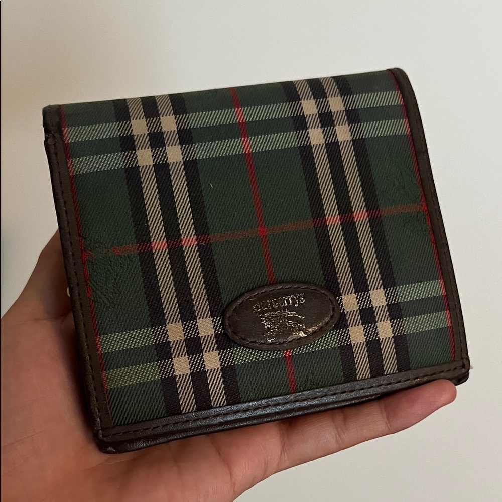 Burberry Forest Green Checkered Wallet
